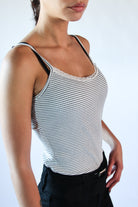 Lace Trim Striped Ribbed Cami