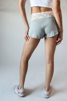 Lace Pointelle Shorts Gray