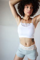 Lace Pointelle Shorts Gray