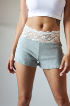 Lace Pointelle Shorts Gray
