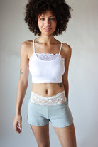 Lace Pointelle Shorts Gray