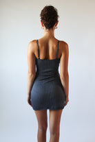 Lace Trim Pinstripe Dress