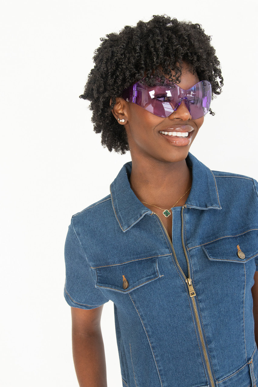 Rimless Goggle Shield Sunglasses