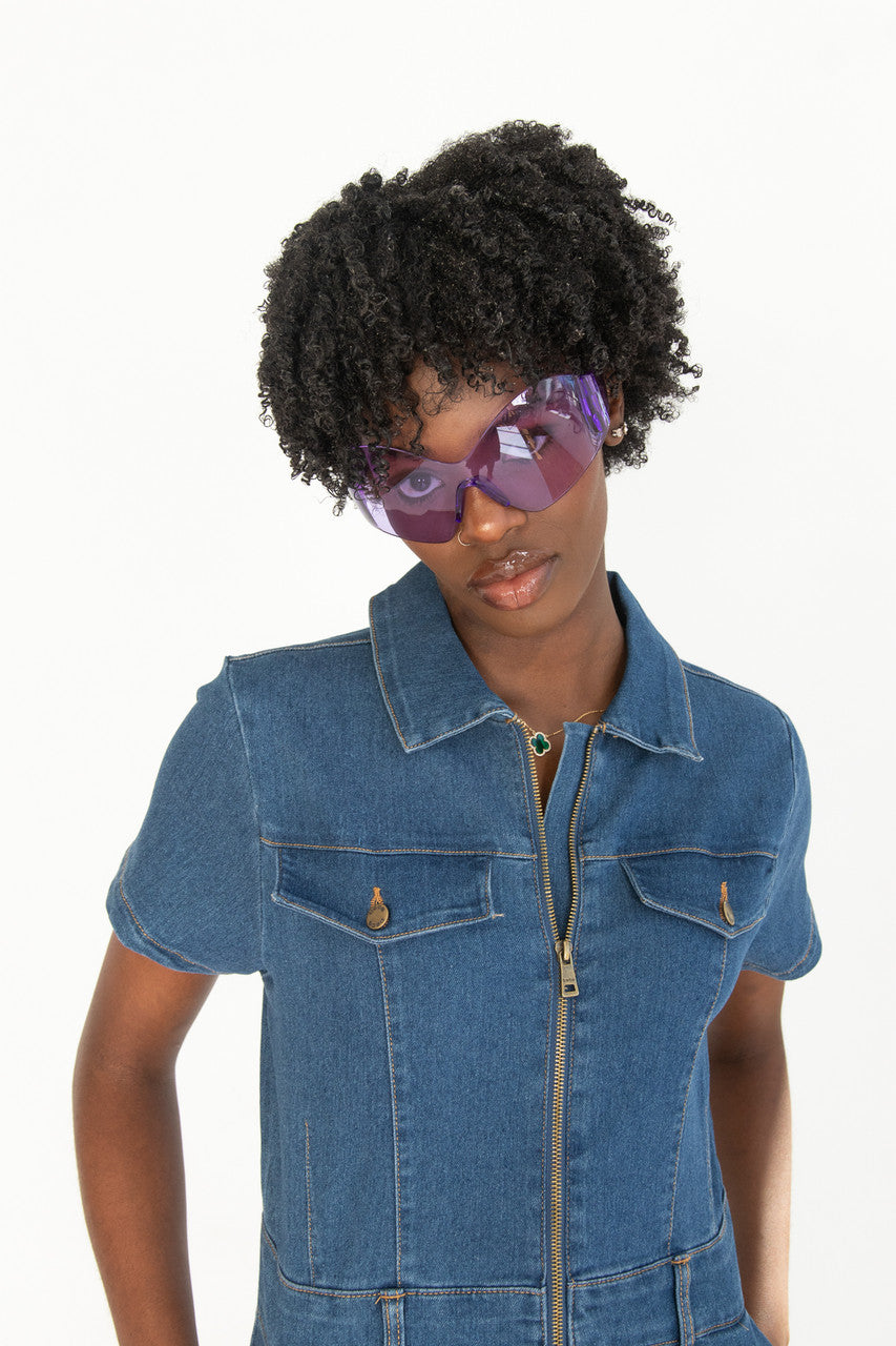 Rimless Goggle Shield Sunglasses