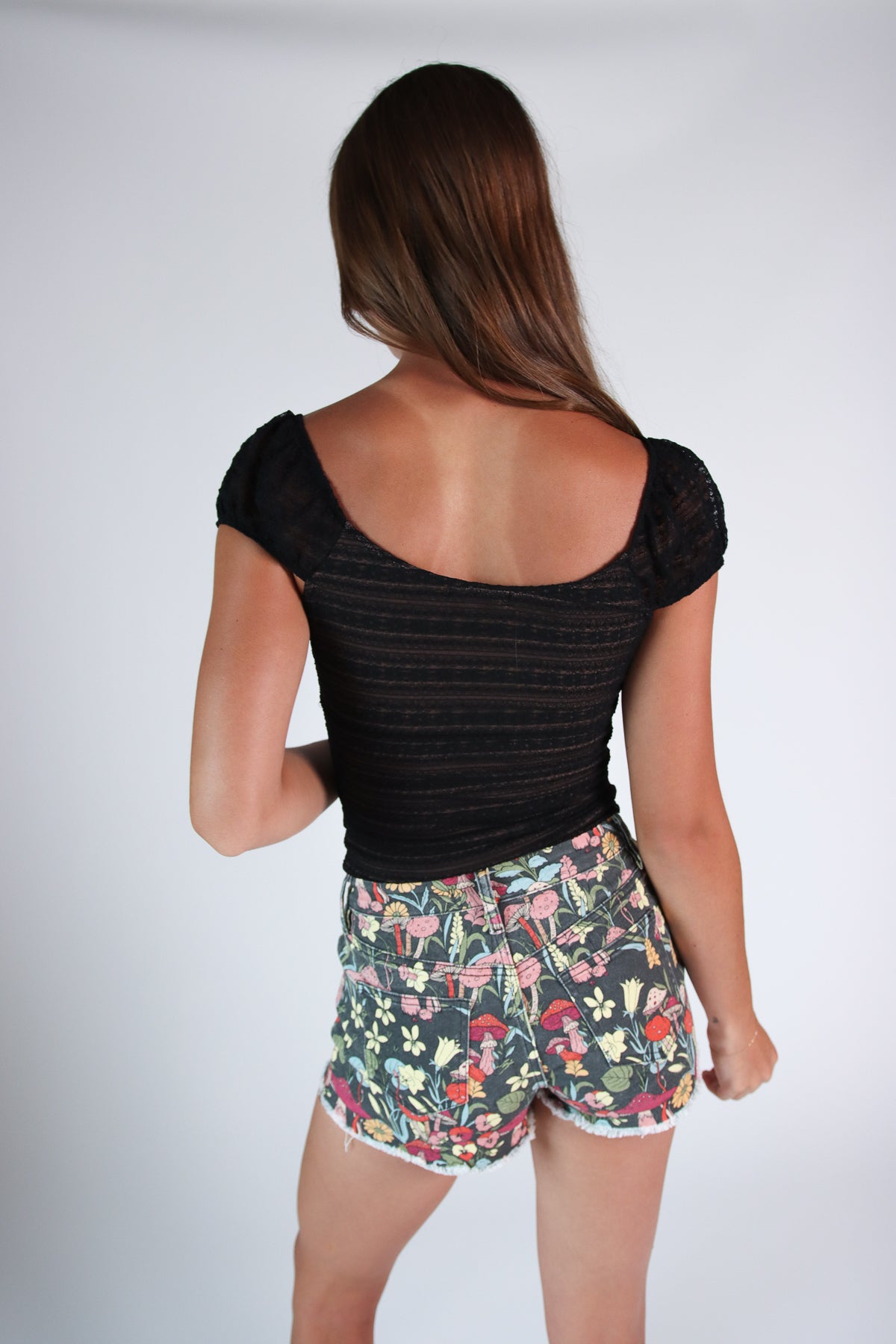 Layered Lace Drawstring Tie Top