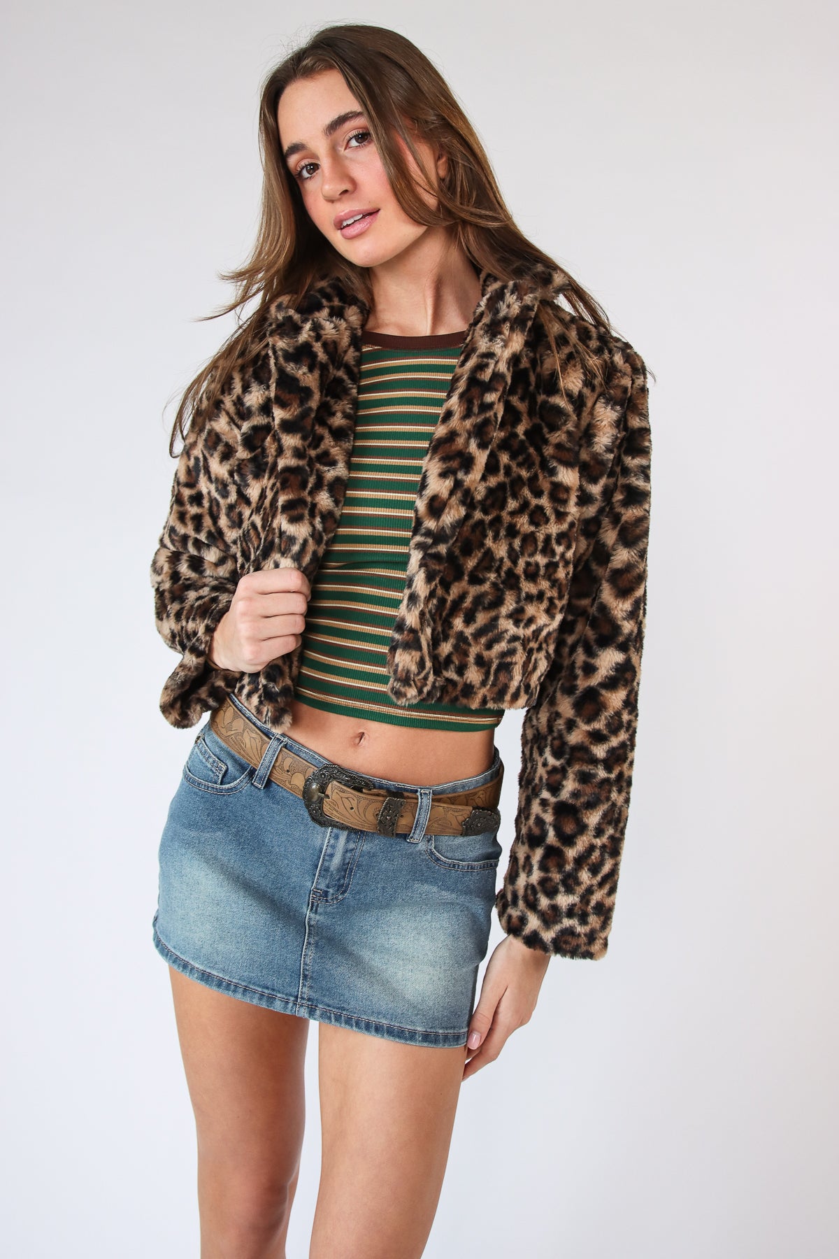 Leopard Print Faux Fur Crop Jacket – Ragstock
