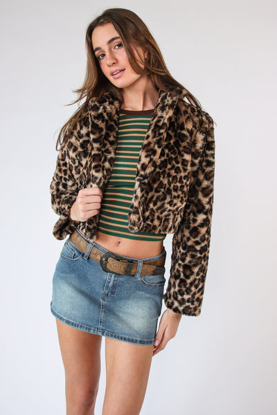 Leopard Print Faux Fur Crop Jacket – Ragstock