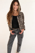 Leopard Cropped Jean Jacket