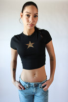 Leopard Print Star Crop Tee