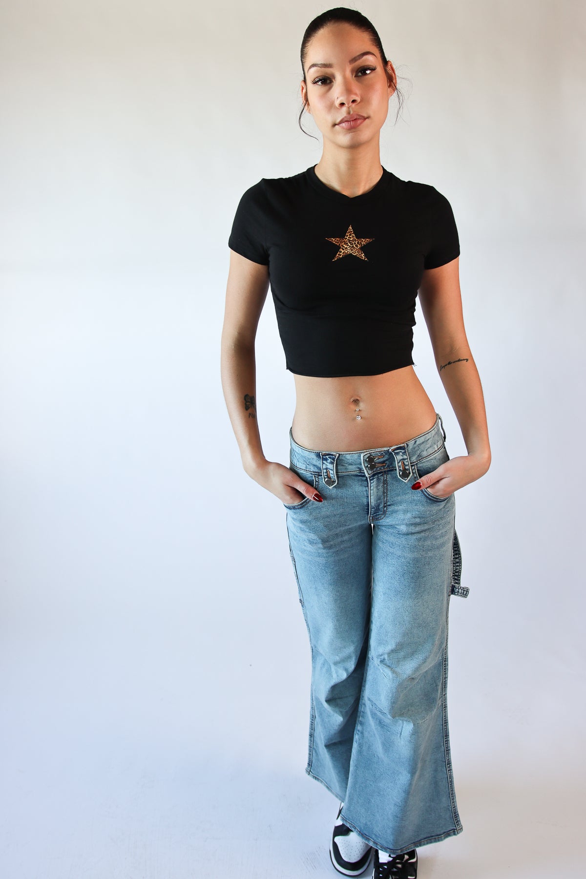 Leopard Print Star Crop Tee