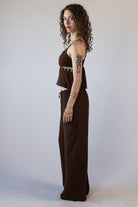 Lightweight Crinkle Beaded Wide Leg Pants