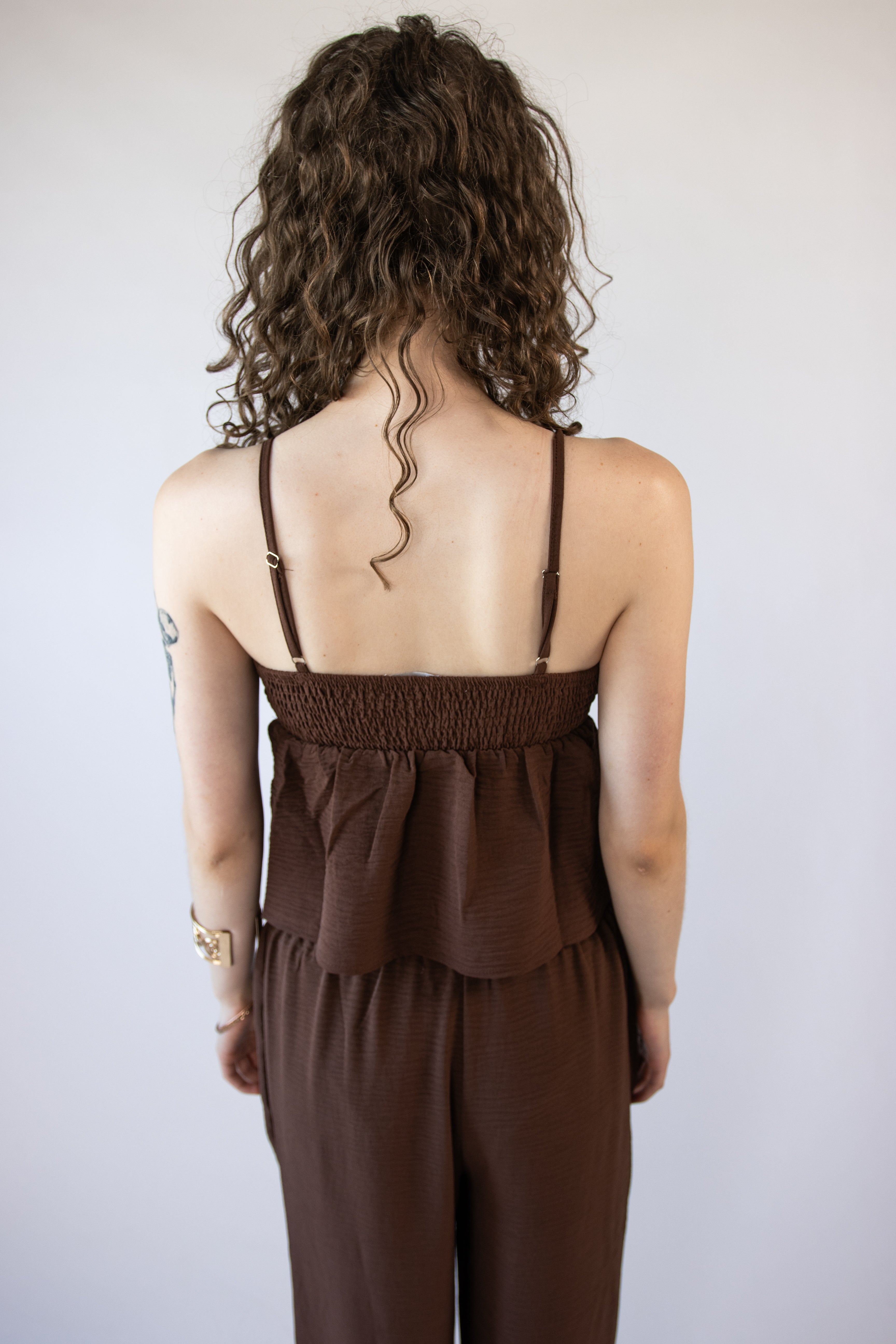 Lightweight Crinkle Seashell Babydoll Tank Top