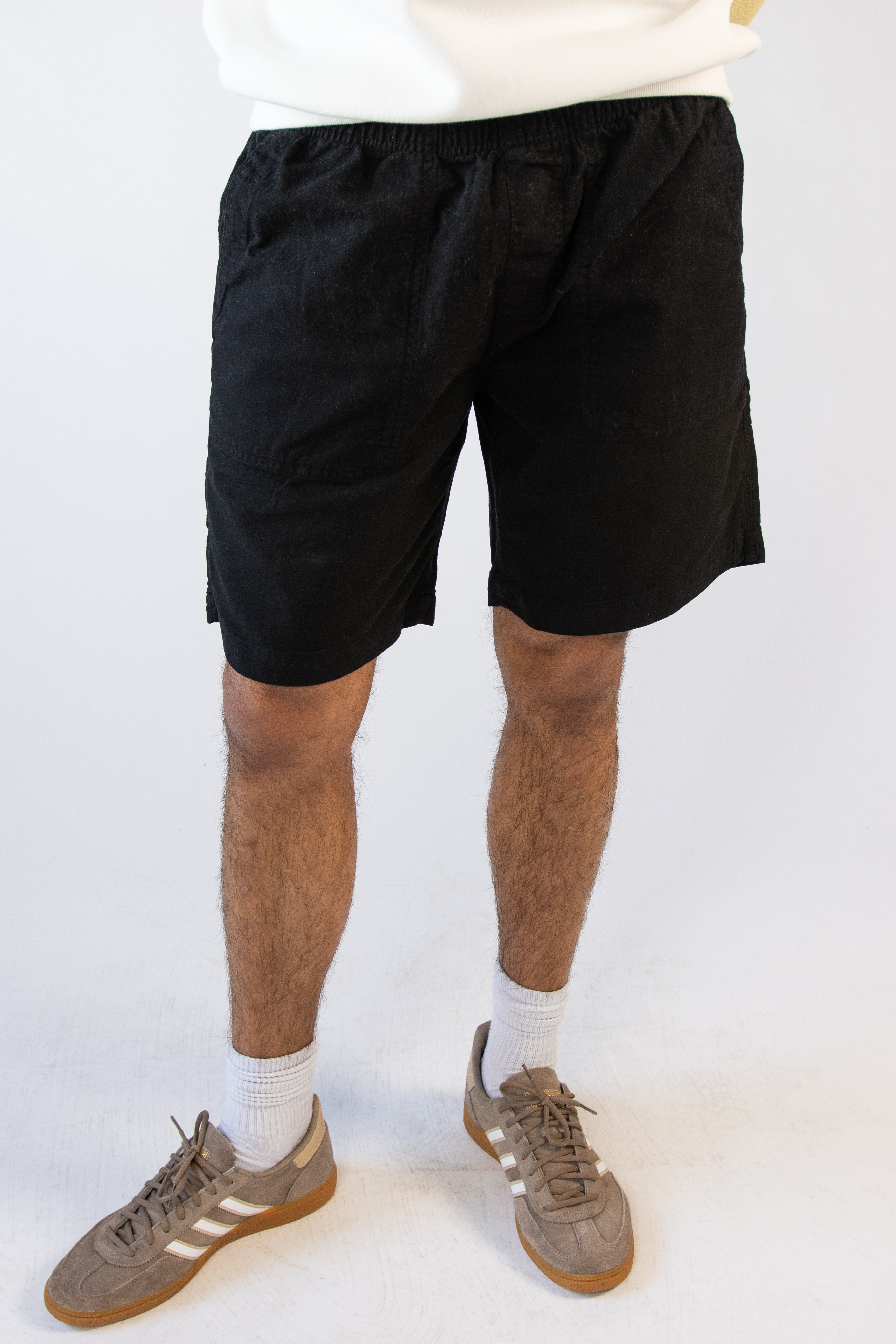 Linen Cotton Blend Pull On Shorts