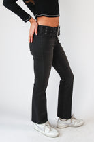 Low Rise Bootcut Belted Jeans