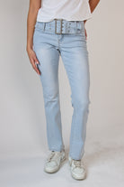 Low Rise Bootcut Belted Jeans