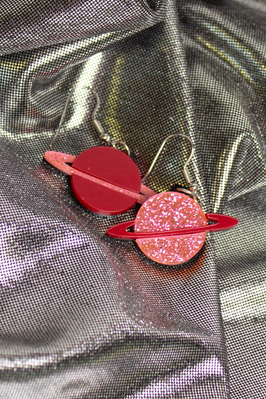 Glitter Saturn Earrings