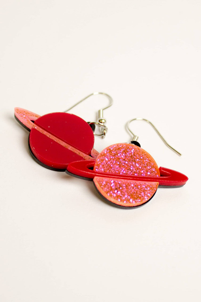 Glitter Saturn Earrings