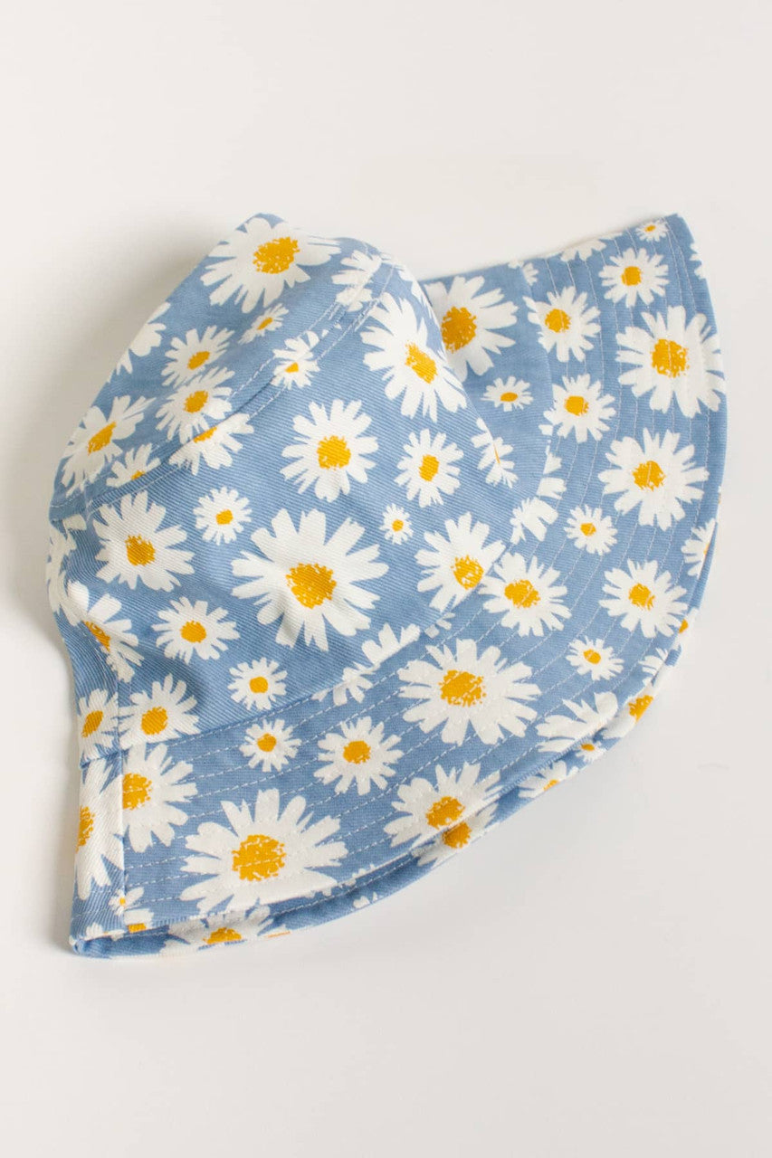Baby Blue Daisy Printed Bucket Hat