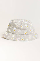 Grey Daisy Textured Bucket Hat