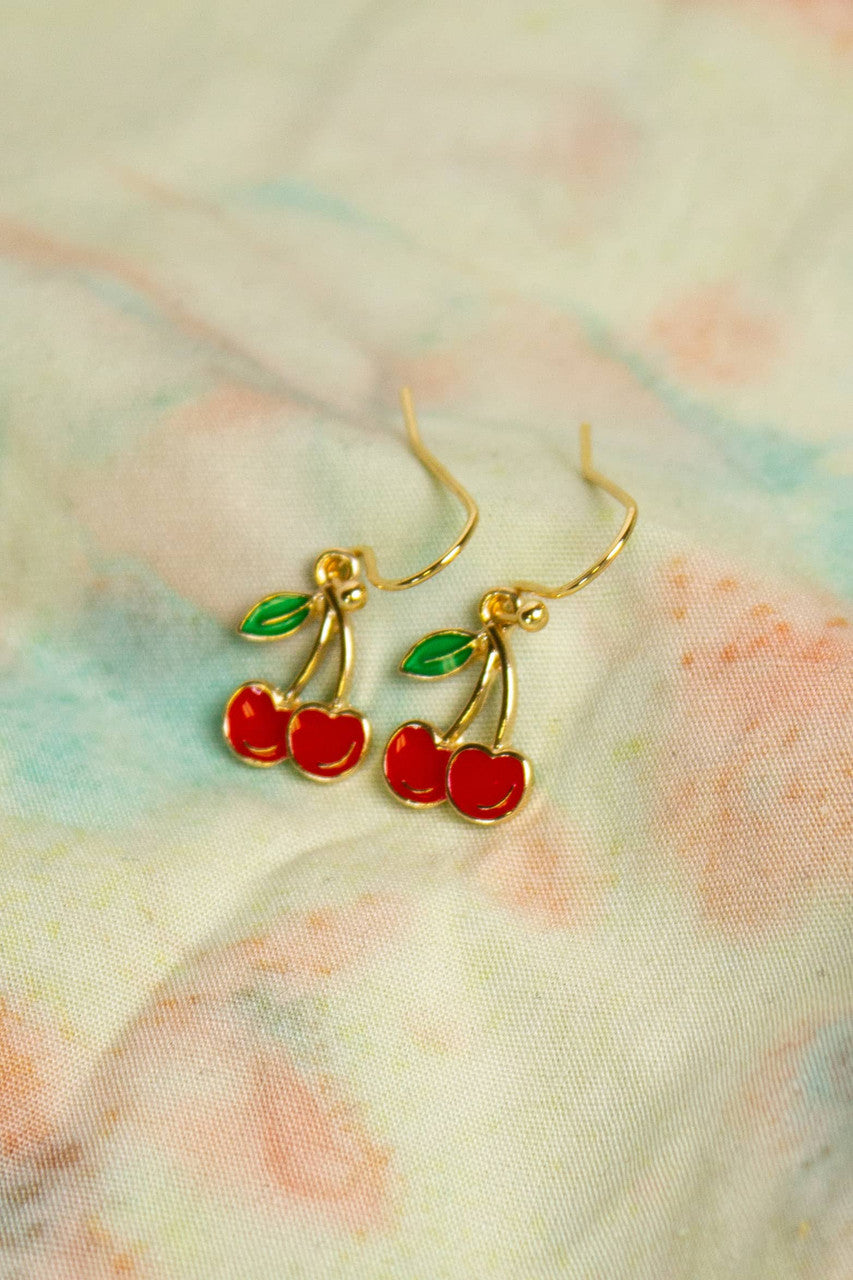 Small Cherry Charm Earrings