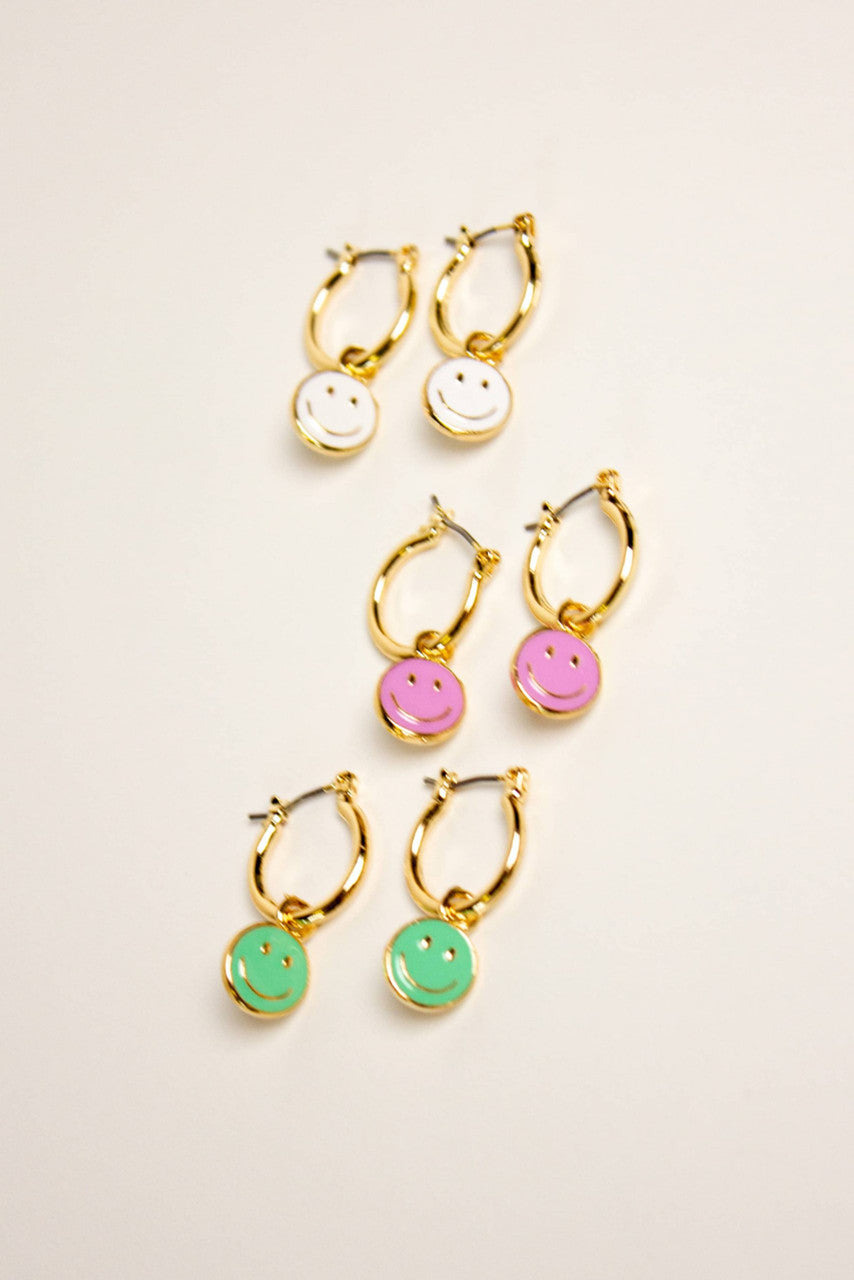 Mini Smiley Face Drop Earrings