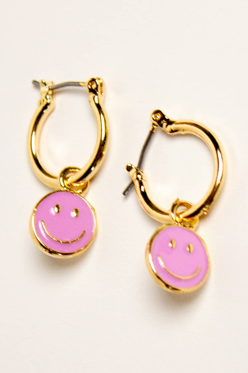 Mini Smiley Face Drop Earrings