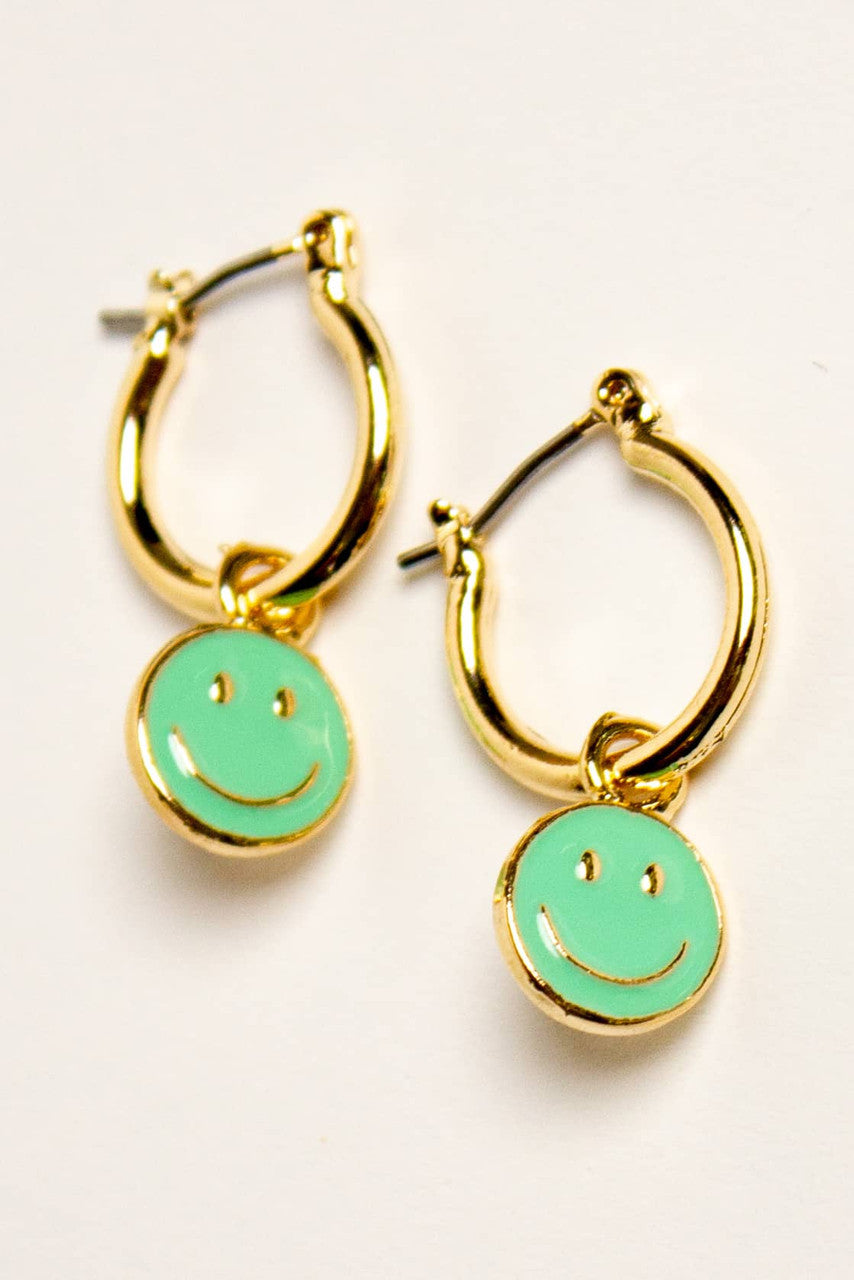 Mini Smiley Face Drop Earrings