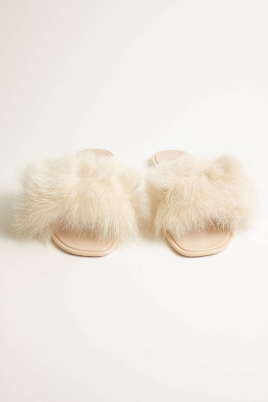 Taupe Fluffy Slides