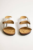 White Snakeskin Print Sandals