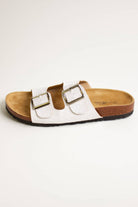 White Snakeskin Print Sandals