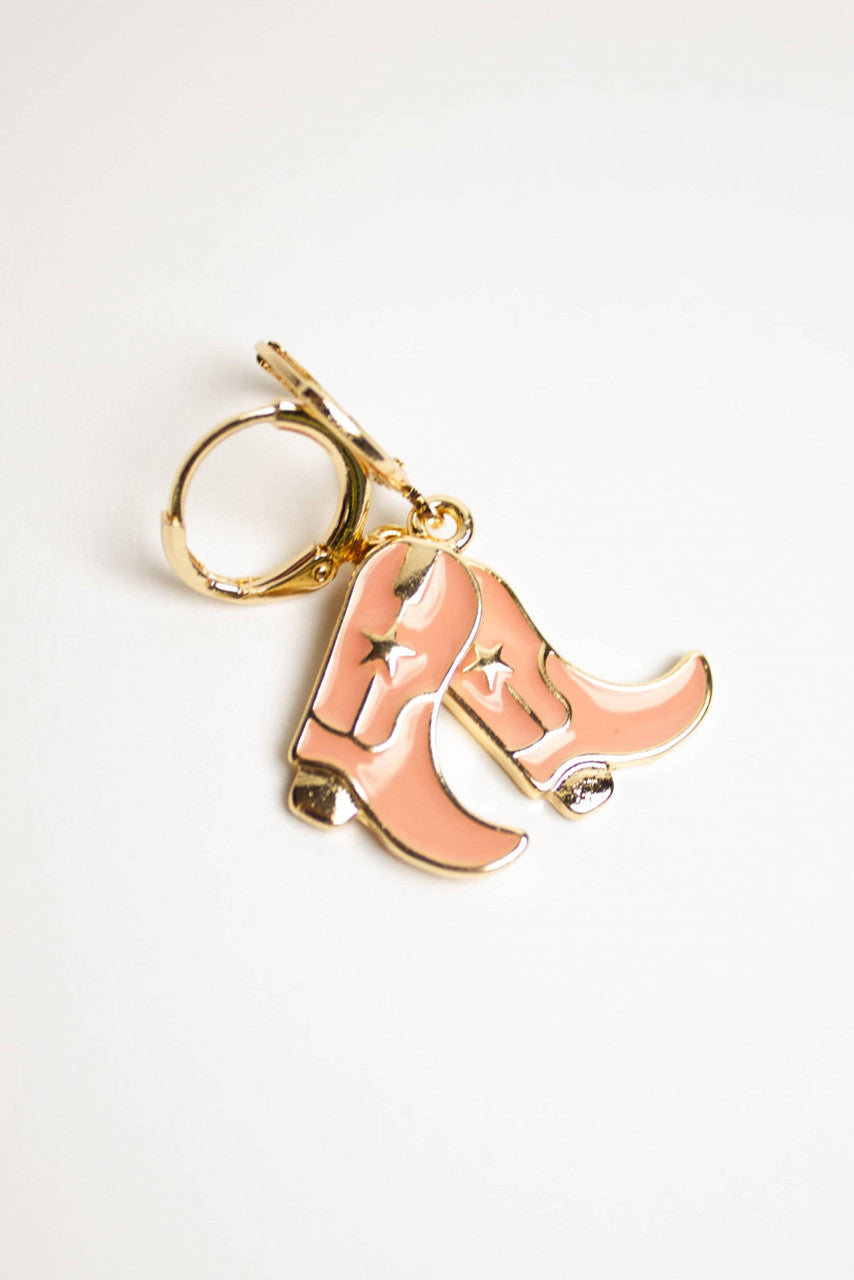 Pink Cowboy Boots Drop Earrings
