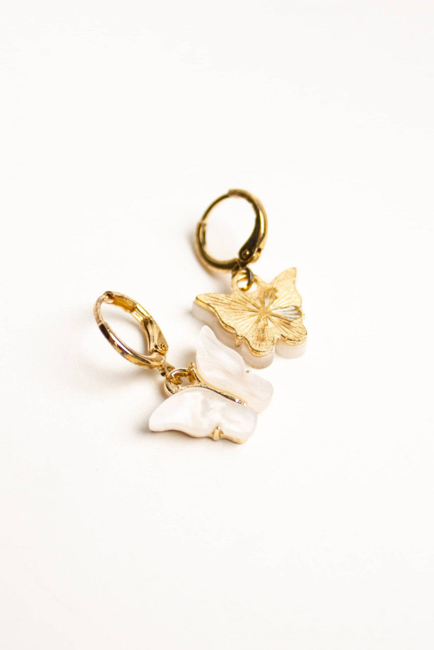Mother Of Pearl Butterfly Drop Earrings