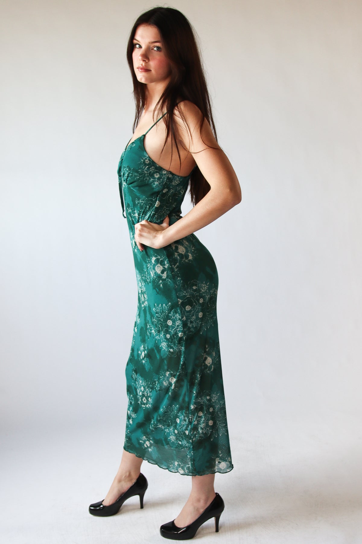 Mesh Cami Tea Length Dress