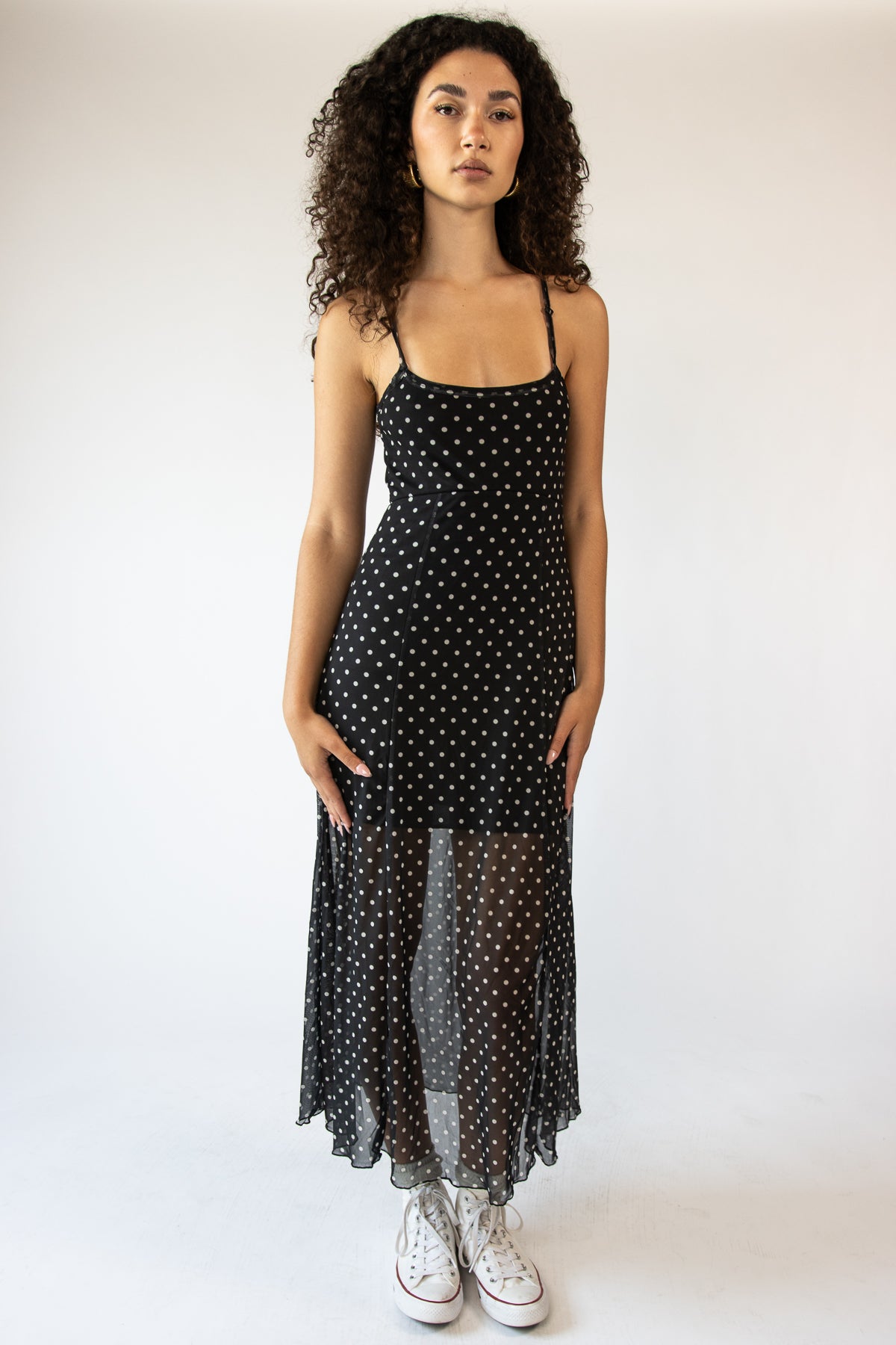 Mesh dot Fit and Flare Dress