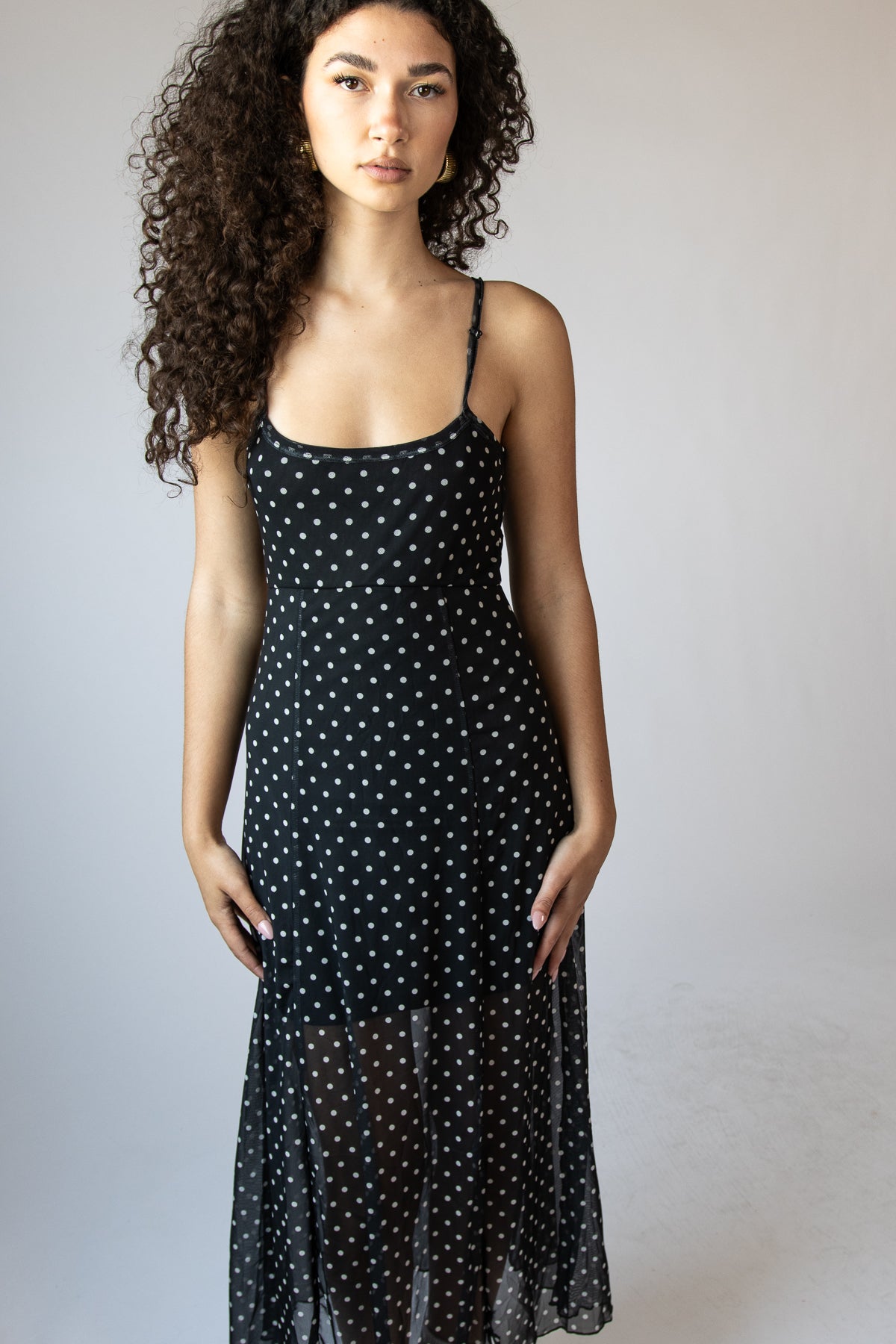 Mesh dot Fit and Flare Dress