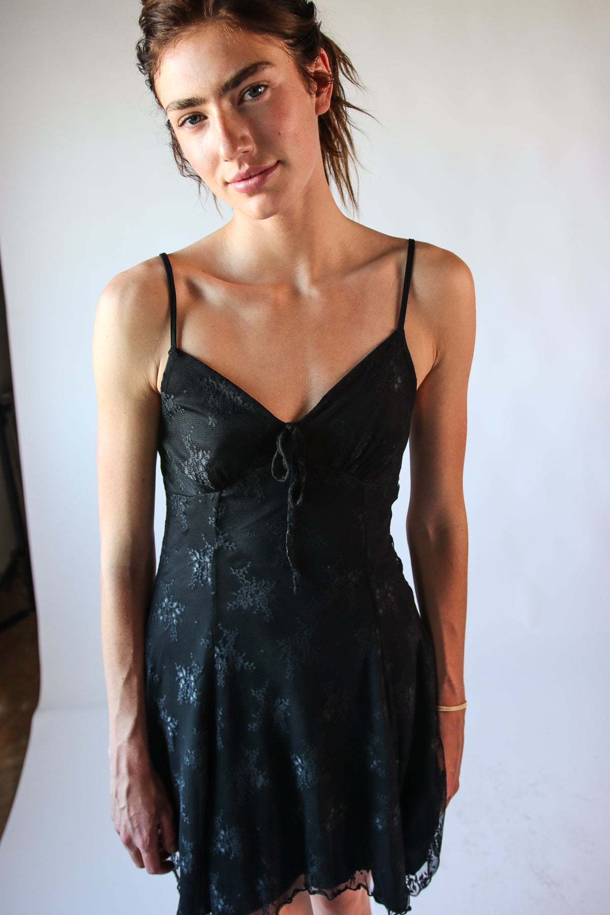Mesh Lace Hanky Hem Dress