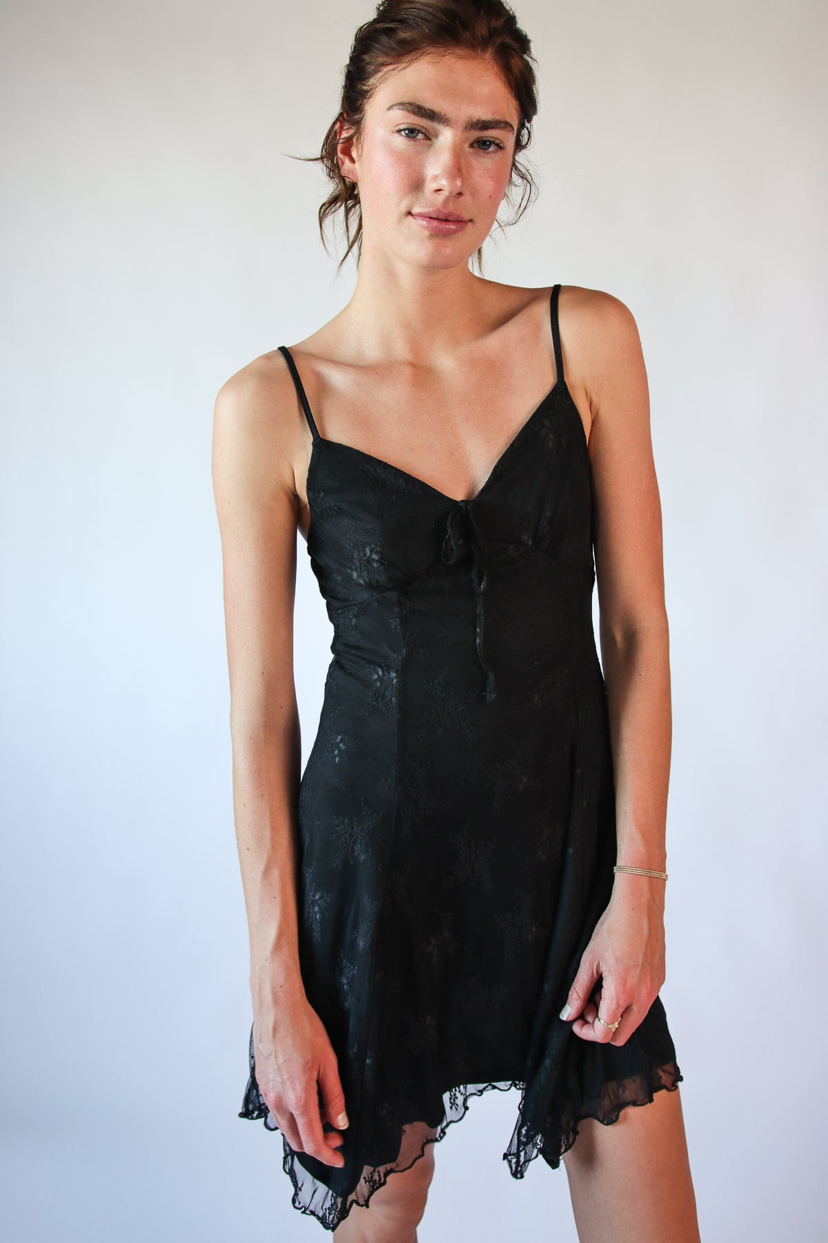 Mesh Lace Hanky Hem Dress