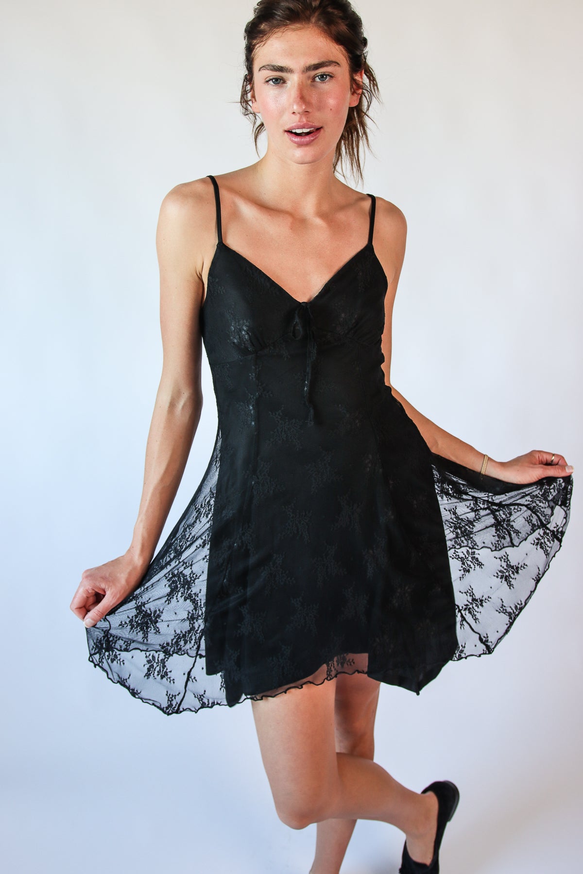 Mesh Lace Hanky Hem Dress