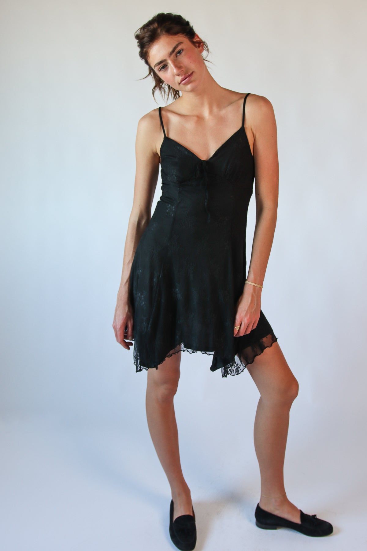 Mesh Lace Hanky Hem Dress