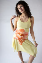 Flower Mesh Hanky Hem Midi Dress