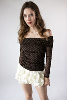 Mesh Over the Shoulder Pattern Top