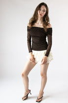 Mesh Over the Shoulder Pattern Top