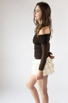 Mesh Over the Shoulder Pattern Top