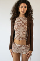 Mesh Printed Ruched Mini Skort