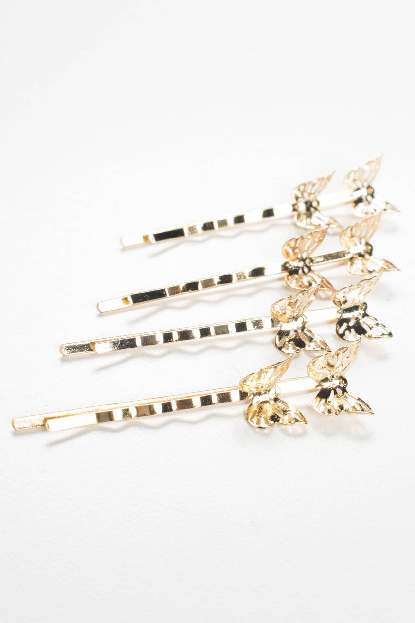 Mini Gold Butterflies Bobby Pins