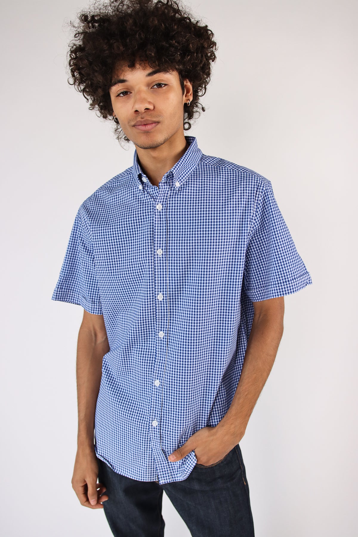 Mini Gingham Button Down Shirt