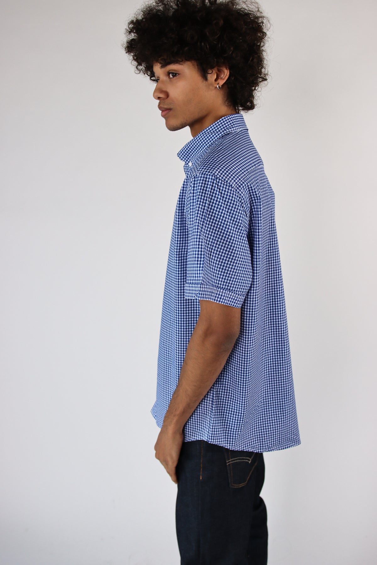 Mini Gingham Button Down Shirt