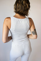 Pinstripe Picot Trim Tank Top