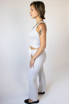 Pinstripe Picot Trim Tank Top