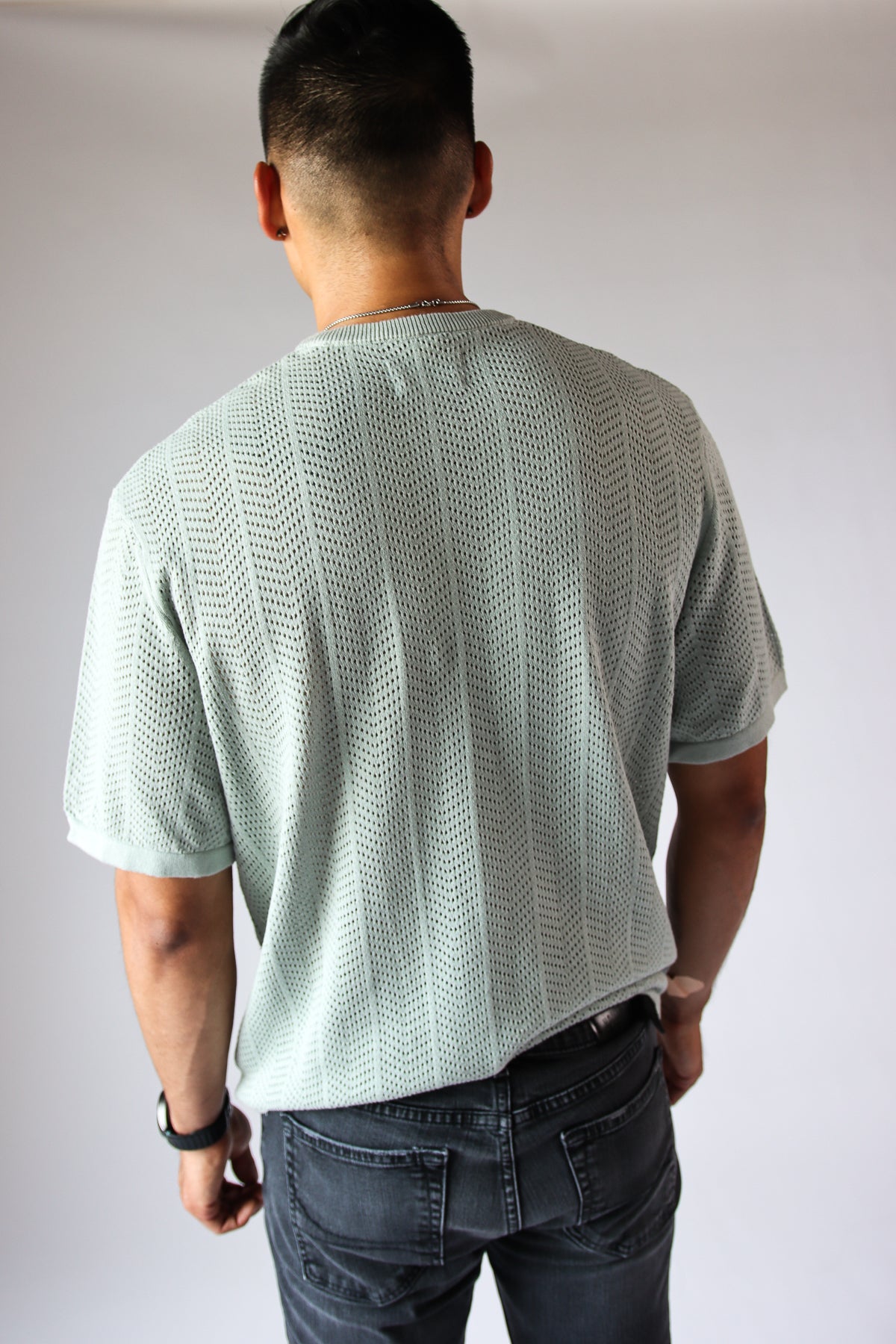 Chevron Knit Tee Mint